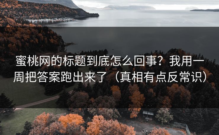 蜜桃网的标题到底怎么回事?我用一周把答案跑出来了(真相有点反常识) 蜜桃网的标题到底怎么回事?我用一周把答案跑出来了(真相有点反常识)